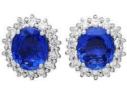 7.30ct Blue Ceylon Sapphire and 1.12ct Diamond Cluster Earrings in 18ct White Gold