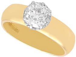 Vintage 1.52ct Diamond and 18ct Yellow Gold Unisex Solitaire Ring