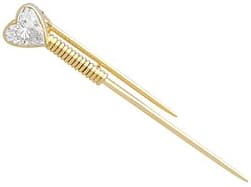 Vintage 1.75ct Heart Diamond Brooch in 18ct Yellow Gold Pin