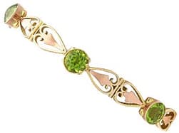 Art Nouveau 8.10ct Peridot and 9ct Yellow Gold Bracelet