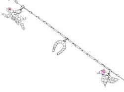 Antique Ruby and 0.85ct Diamond, Platinum Charm Bracelet