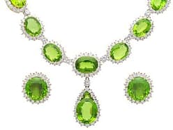205.22ct Peridot and 35.28ct Diamond, 18ct Yellow Gold Jewellery Set - Vintage Circa 1980