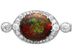Antique 8.64ct Boulder Opal and 3.00ct Diamond, Platinum Brooch