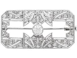 Art Deco 0.43ct Diamond Brooch in 18ct White Gold