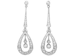 Antique 2.25ct Diamond Drop Earrings in Platinum - Art Deco