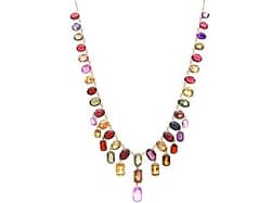 Antique 60.69ct Zircon, 6.63ct Amethyst and Iolite, 9ct Rose Gold Fringe Necklace