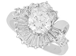 Antique 2.48ct Diamond and 18ct White Gold Cocktail Ring - Art Deco