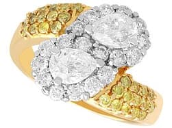 2.10ct White and Yellow Diamond, 18ct Yellow Gold Twist Ring - Contemporary