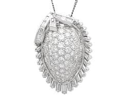 Vintage 3.92ct Diamond and 10ct White Gold Organic Pendant