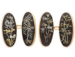 18ct Yellow Gold Shakudo Cufflinks - Antique Circa 1890