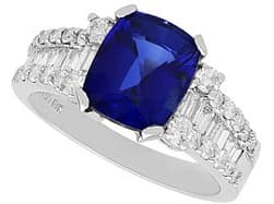 Vintage 3.76ct Sapphire and 1.75ct Diamond, 18ct White Gold Engagement Ring