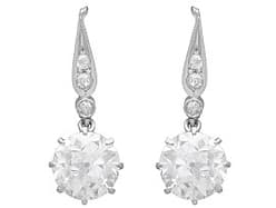 Edwardian 3.90ct Diamond Solitaire Drop Earring in 18ct Yellow Gold