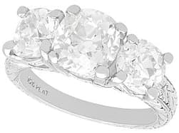 4.55ct Diamond and Platinum Trilogy Ring - Antique and Vintage