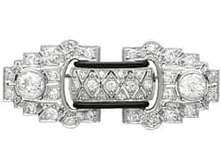 2.38ct Diamond, Enamel and Platinum Brooch - Art Deco - Antique Circa 1925