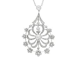 3.68ct Diamond and Platinum Pendant - Antique Circa 1915