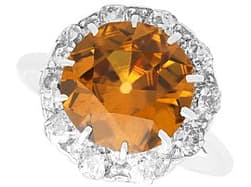 5.07ct Zircon and 0.90ct Diamond, Platinum Cluster Ring - Antique Circa 1930