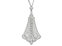 1.23ct Diamond and 14ct White Gold Pendant - Art Deco - Antique Circa 1920