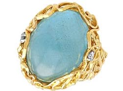 22.80ct Aquamarine and Diamond, 18ct Yellow Gold Ring - Vintage (1988)