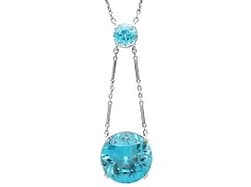 22.50ct Zircon and 18ct White Gold Pendant - Antique Circa 1925