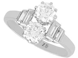 1.29ct Diamond and 18ct White Gold Ring - Art Deco - Antique Circa 1925