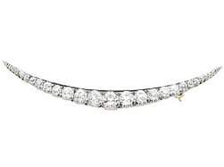 5.62ct Diamond and 9ct Yellow Gold Crescent Brooch - Antique Circa 1900