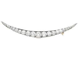 5.62ct Diamond and 9ct Yellow Gold Crescent Brooch - Antique Circa 1900
