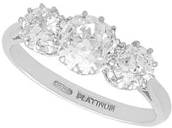 1.64ct Diamond and Platinum Three Stone Ring - Antique Circa 1925