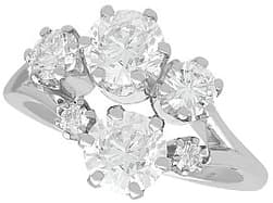 2.70ct Diamond and Platinum Crossover Cluster Ring - Vintage Circa 1990