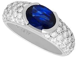 1.32ct Sapphire and 0.97ct Diamond, Platinum Ring - Vintage Circa 1990