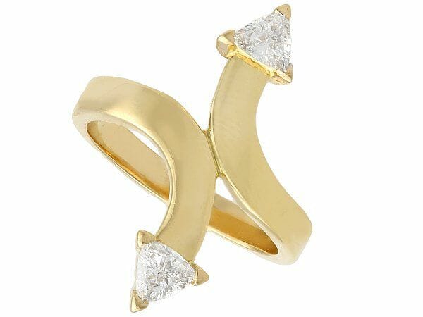 diamond yellow gold twist ring vintage