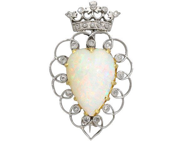 antique victorian opal and diamond brooch
