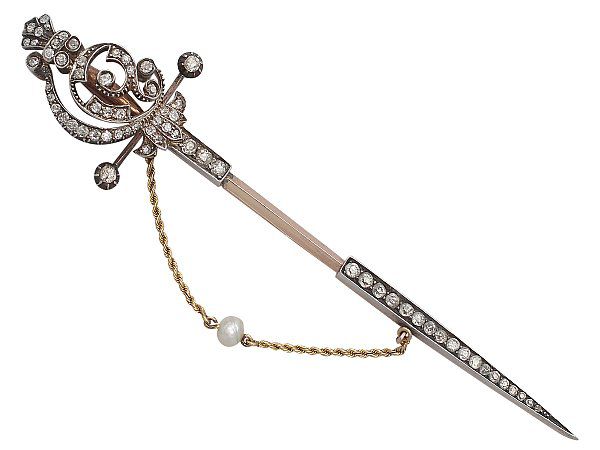 Diamond Sword Pin Brooch