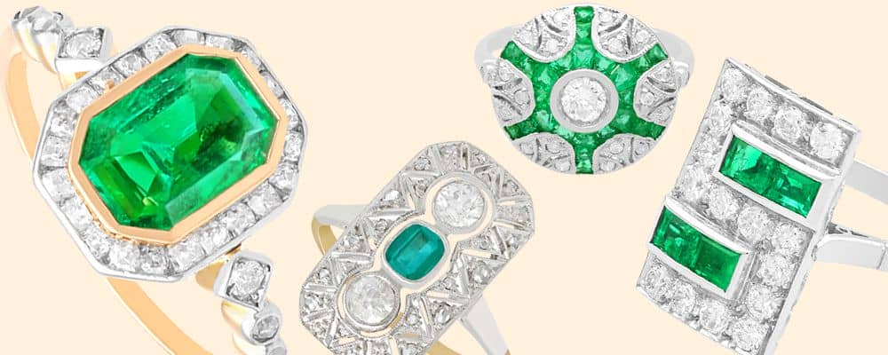 Art Deco emerald rings for sale