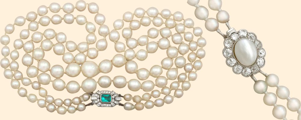 Double Strand Pearl Necklace for sale
