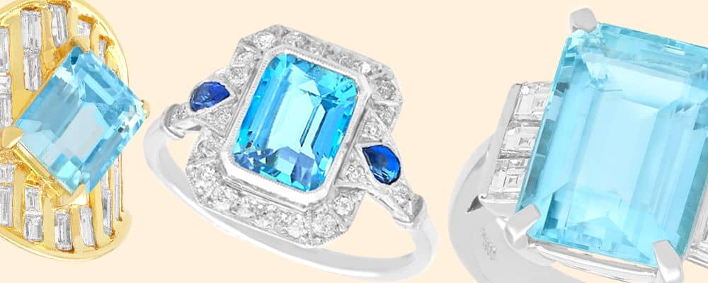 Emerald Cut Aquamarine Ring for sale