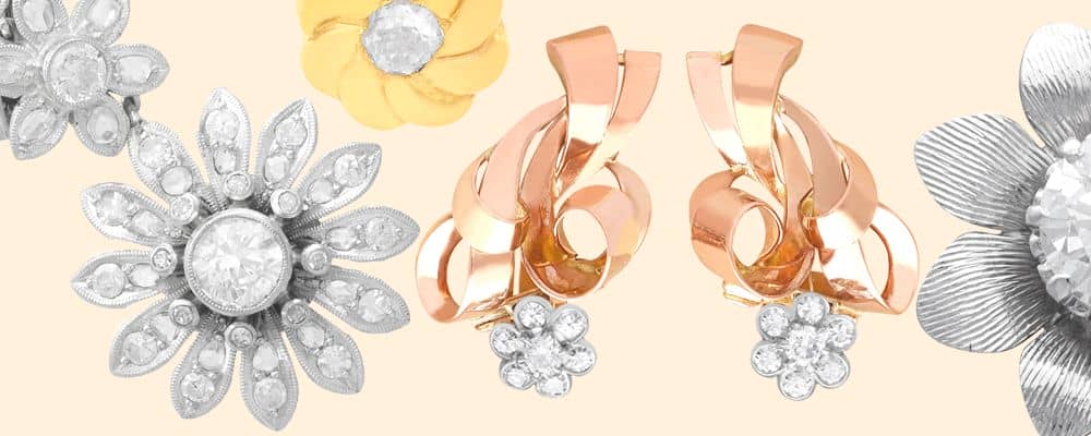 Diamond Flower Earrings for Sale