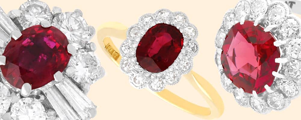 ruby and diamond cluster rings for sale