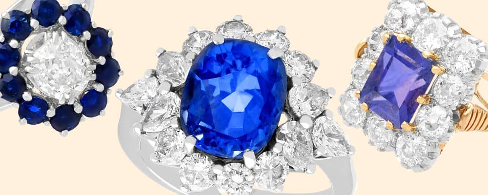sapphire and diamond cluster rings for sale