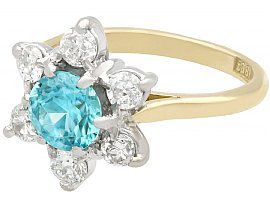 Blue Zircon Ring with Diamonds