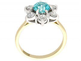 Blue Zircon Ring with Diamonds