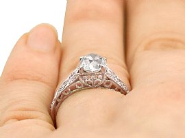 Platinum Diamond Solitaire Ring Wearing