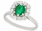 1.33 ct Emerald and 0.90 ct Diamond 18 ct White Gold Cluster Ring - Vintage Circa 1980 