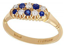0.27ct Sapphire and 0.25ct Diamond, 18ct Yellow Gold Dress Ring - Antique 1900