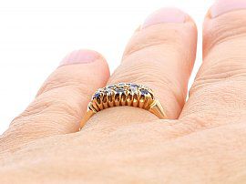 Gold and Sapphire Dress Ring Wearing Finger 