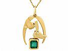 1.07 ct Emerald and 18 ct Yellow Gold Pendant - Vintage Circa 1990