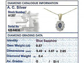 grading card sapphire pendant