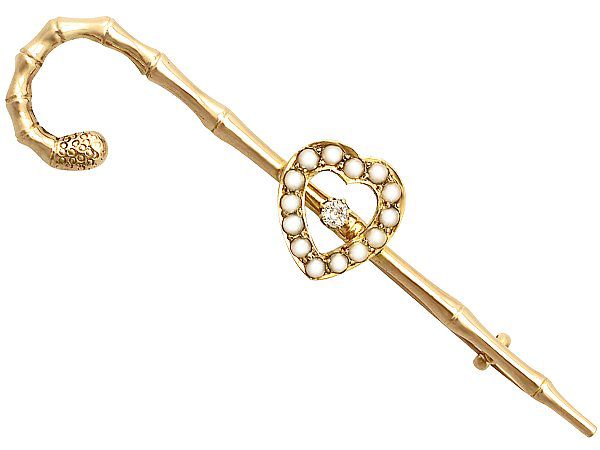 Victorian Gold Cane Brooch