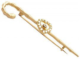 Victorian Yellow Gold Cane Brooch