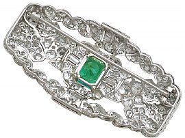 Emerald and Diamond Brooch in Platinum