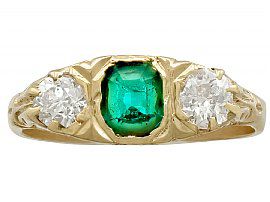 Antique Emerald and Diamond Ring 18Carat Yellow Gold